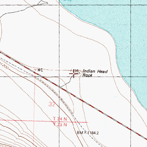 Topographic Map of Indian Head Rock, NV