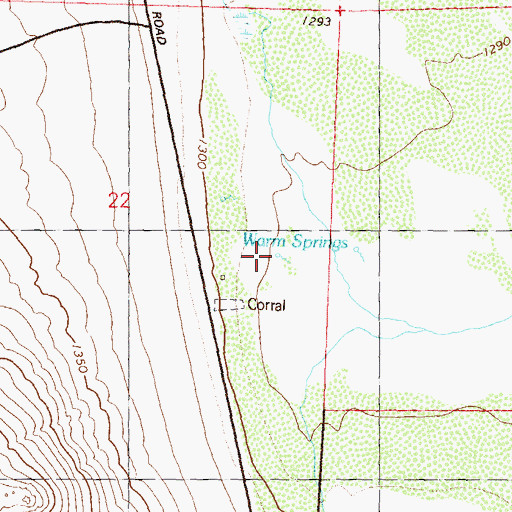 Topographic Map of Warm Springs, NV