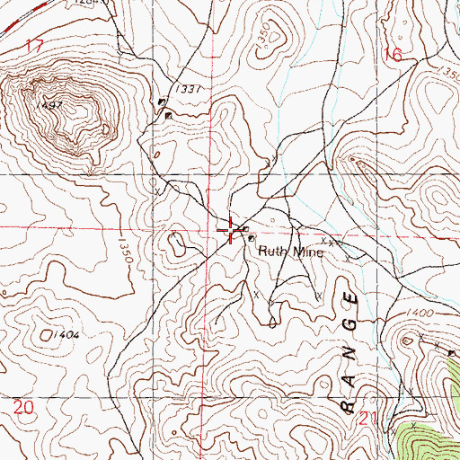 Topographic Map of Ruth Mine, NV
