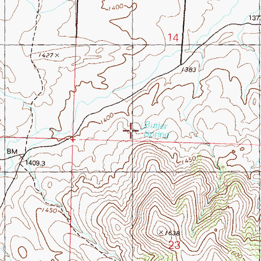 Topographic Map of Butler Spring, NV