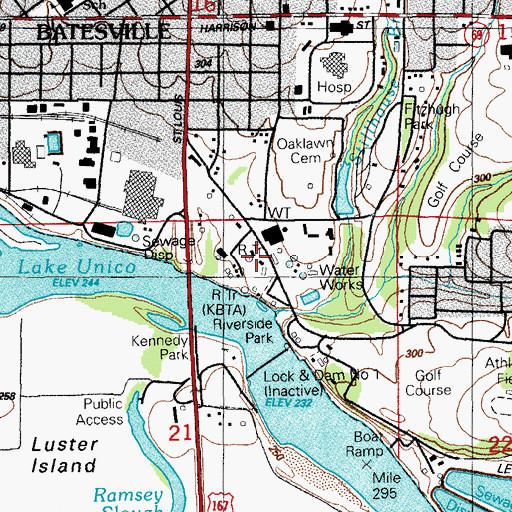 Topographic Map of KBTA-AM (Batesville), AR