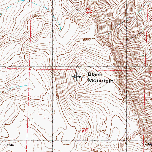 Topographic Map of Black Mountain, NV