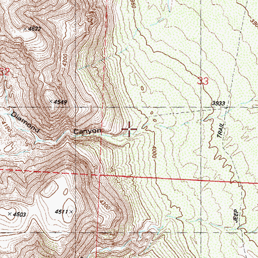Topographic Map of Black Diamond Canyon, NV