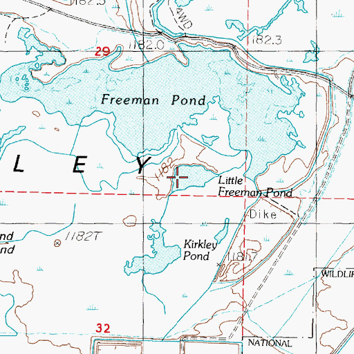 Topographic Map of Little Freeman Pond, NV