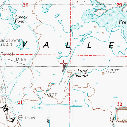 Topographic Map of Baily Drain, NV