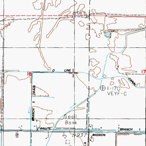 Topographic Map of O Line Canal, NV