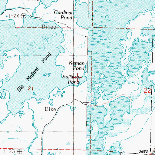 Topographic Map of Sullivan Pond, NV