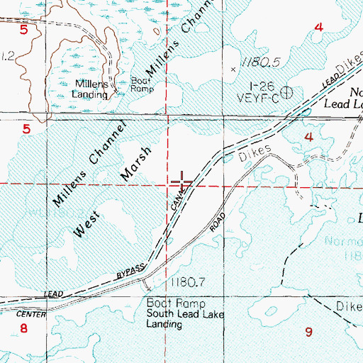 Topographic Map of Lead Bypass Canal, NV