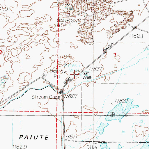 Topographic Map of Salt Well, NV