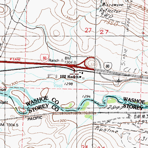 Topographic Map of 102 Ranch, NV