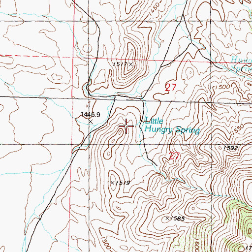 Topographic Map of Little Hungry Spring, NV