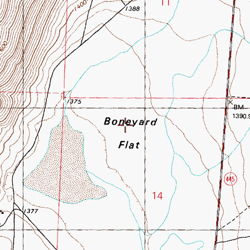 Topographic Map of Boneyard Flat, NV