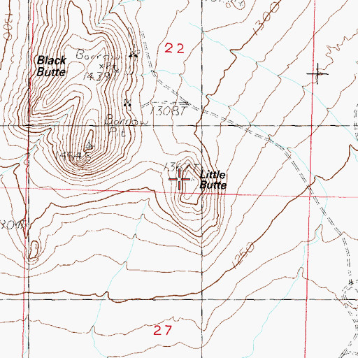 Topographic Map of Little Butte, NV