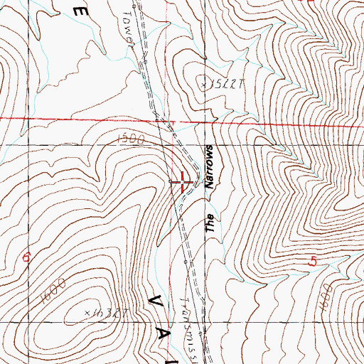 Topographic Map of The Narrows, NV