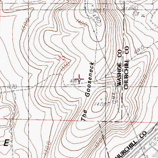 Topographic Map of The Gooseneck, NV