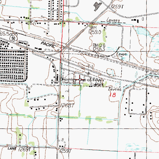 Topographic Map of Fernley Out-of-Town Park, NV