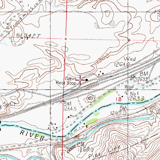 Topographic Map of Gilpin Rest Stop, NV
