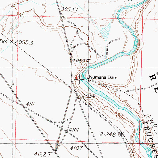 Topographic Map of Numana Dam, NV