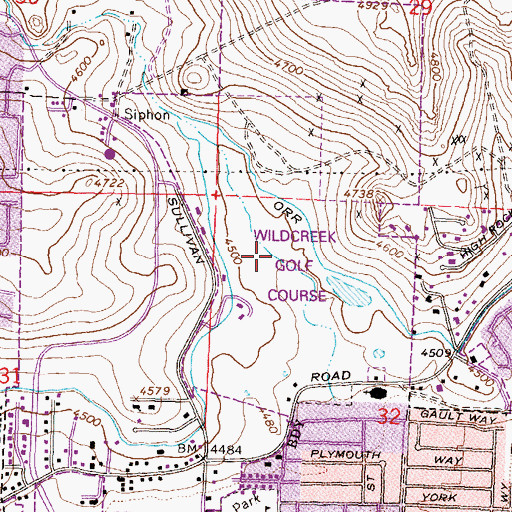 Topographic Map of Wildcreek Golf Course, NV
