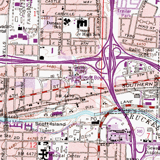 Topographic Map of Governors Bowl Park, NV