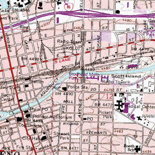 Topographic Map of Brodhead Memorial Park, NV
