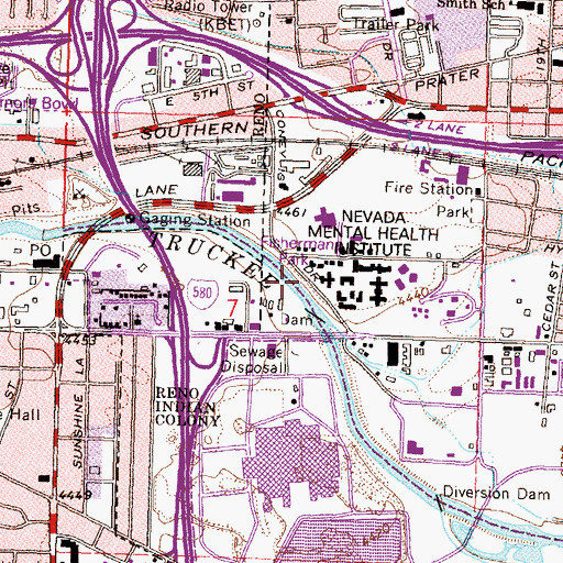 Topographic Map of Fishermans Park, NV