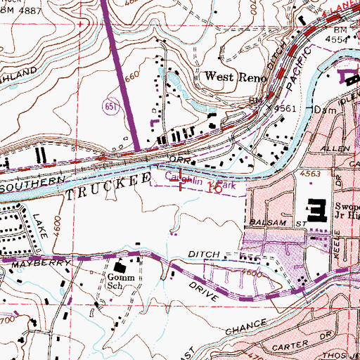 Topographic Map of Caughlin Park, NV