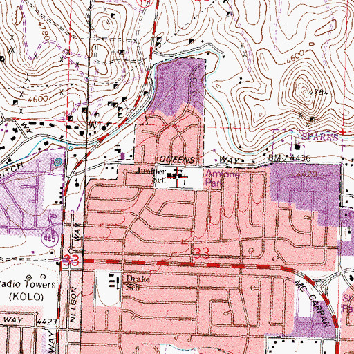 Topographic Map of Amione Park, NV