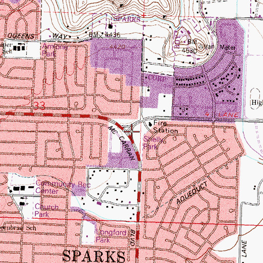 Topographic Map of Shelly Park, NV