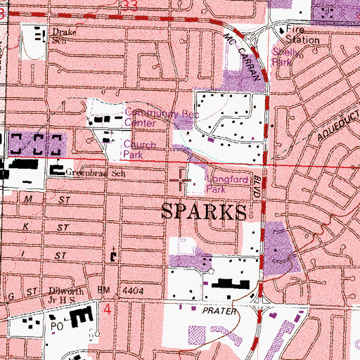 Topographic Map of Longford Park, NV