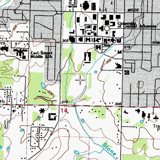Topographic Map of KCON-AM (Conway), AR