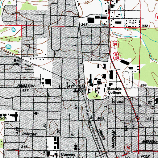 Topographic Map of KFCA-AM (Conway), AR