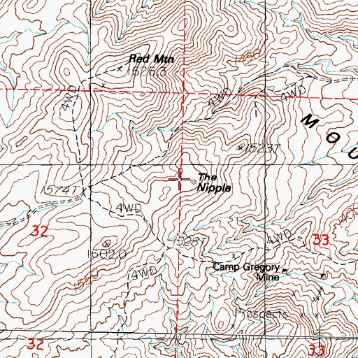 Topographic Map of The Nipple, NV