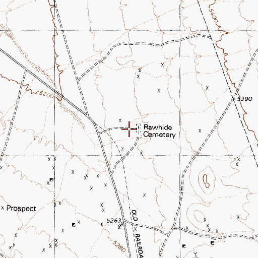 Topographic Map of Rawhide Cemetery, NV