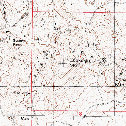 Topographic Map of Buckskin Mountain, NV