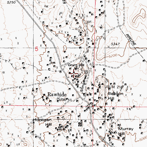 Topographic Map of Grutt Hill, NV