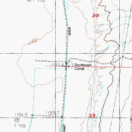 Topographic Map of Southeast Corral, NV