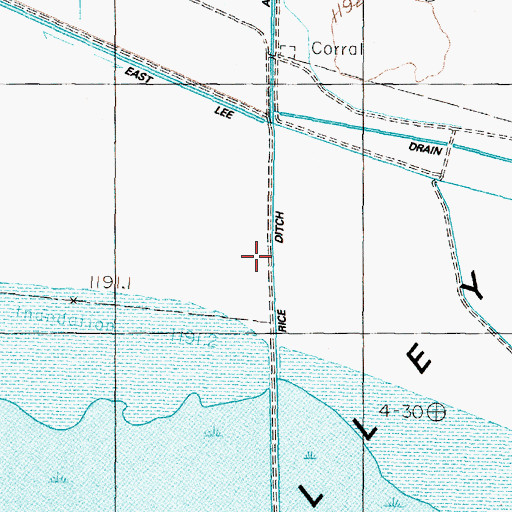 Topographic Map of Rice Ditch, NV