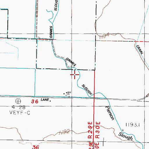 Topographic Map of Grimes Slough, NV