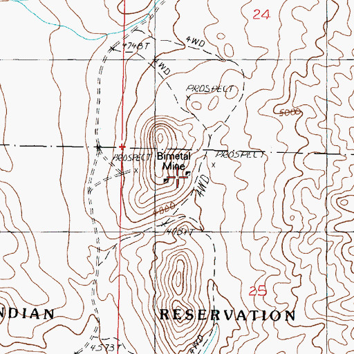 Topographic Map of Bimetal Mine, NV