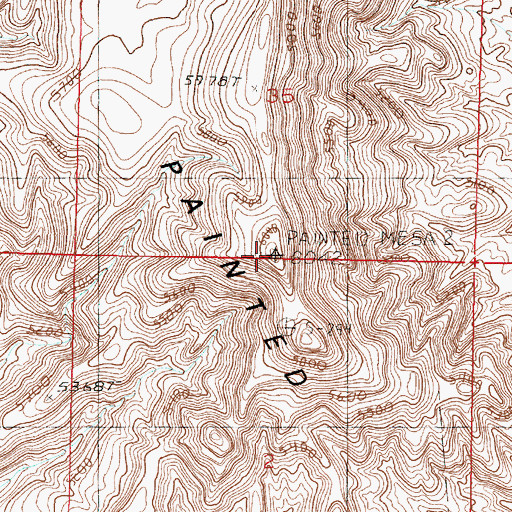 Topographic Map of Painted Mesa, NV