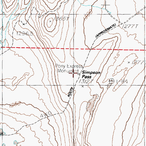 Topographic Map of Pony Express Monument, NV