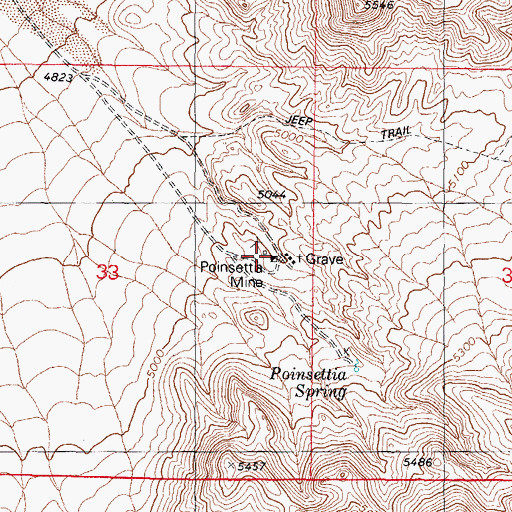 Topographic Map of Poinsettia Mine, NV