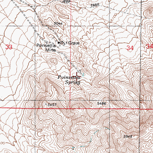 Topographic Map of Poinsettia Spring, NV