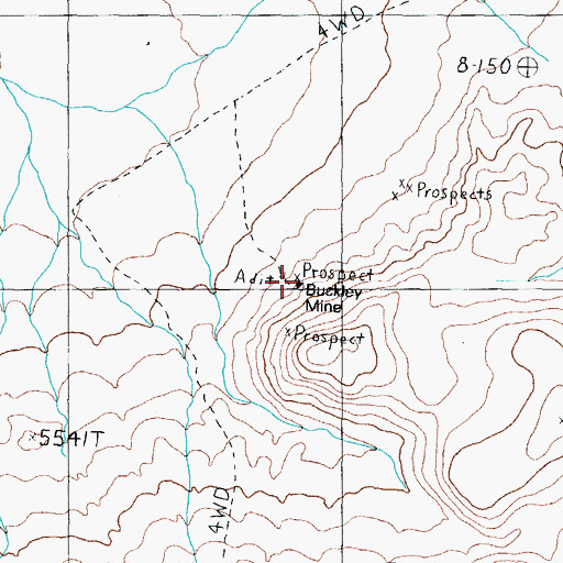 Topographic Map of Buckley Mine, NV