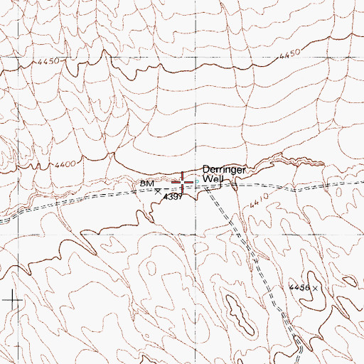 Topographic Map of Derringer Well, NV