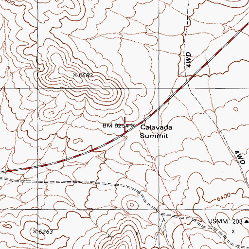 Topographic Map of Calavada Summit, NV