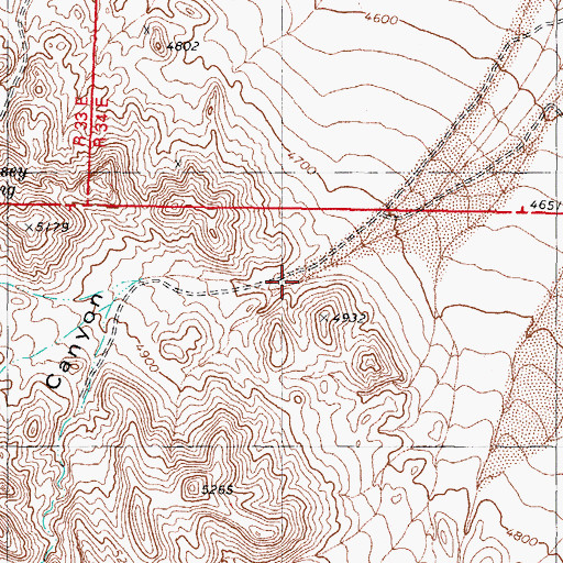 Topographic Map of Cottonwood Canyon, NV