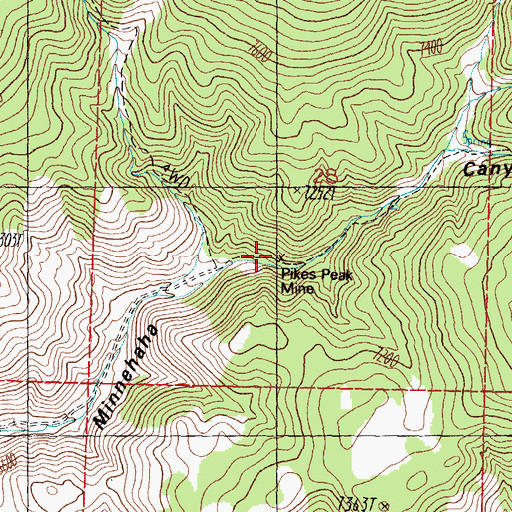 Topographic Map of Pikes Peak Mine, NV