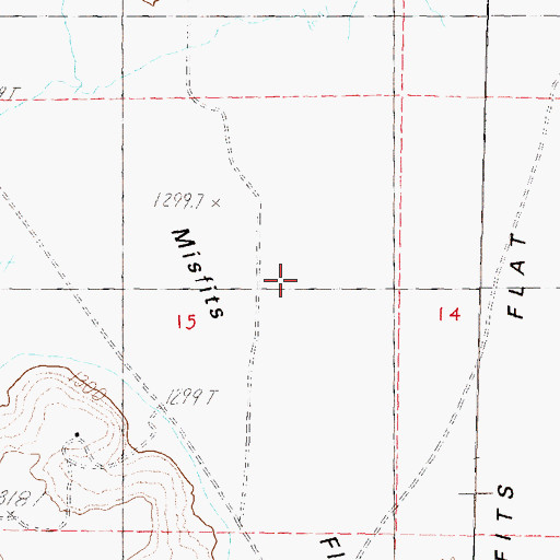 Topographic Map of Misfits Flat, NV